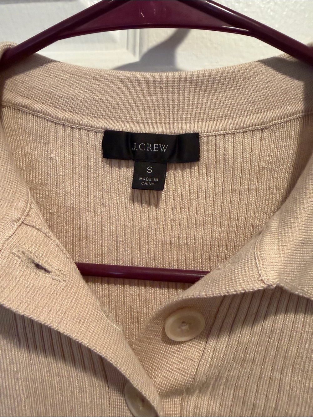 J. Crew Tan Short-Sleeve Ribbed Polo Top - Picture 3 of 4